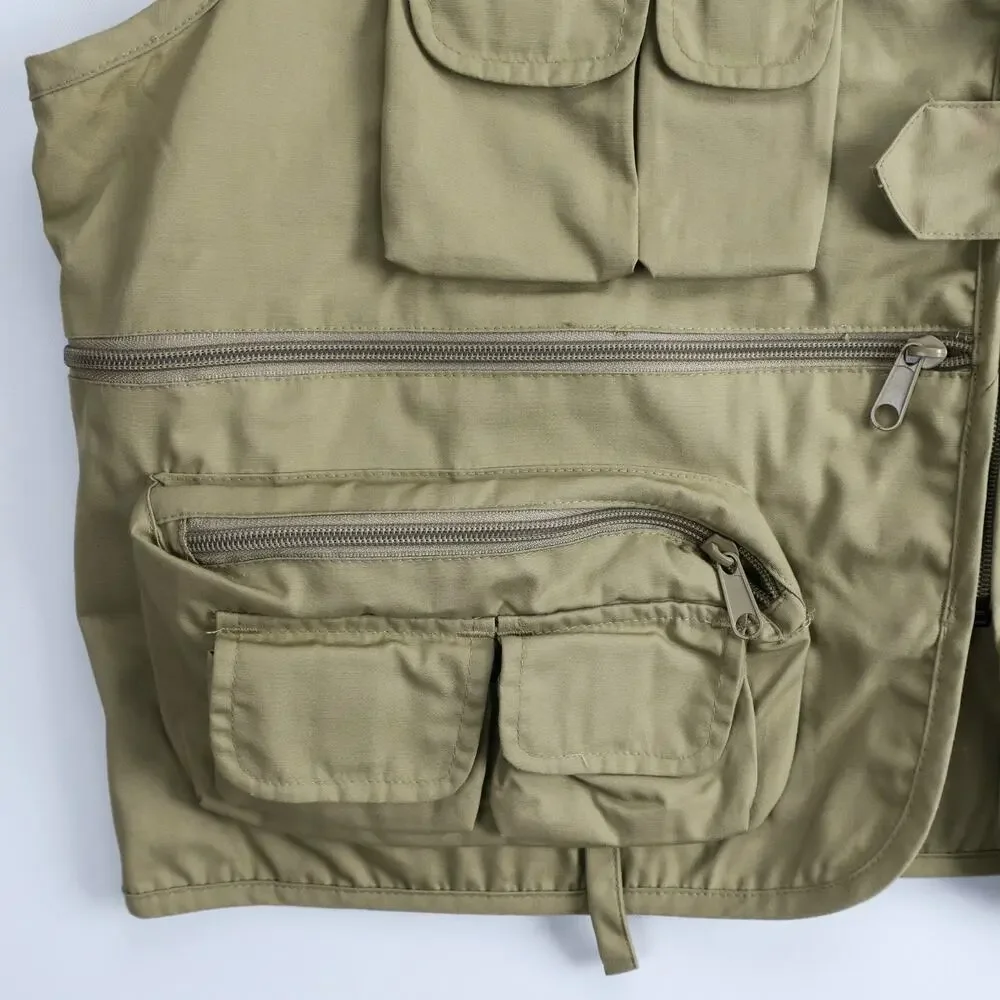 Fly Fishing Utility Vest Men's XL Khaki Multi Pocket Outdoor SJK NWOT
